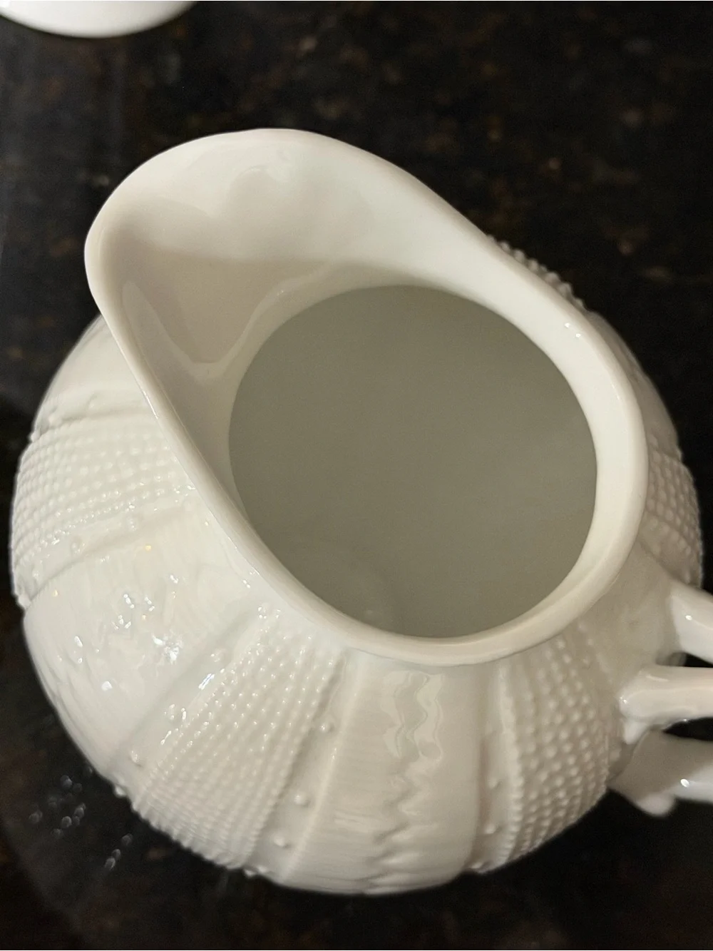 Paris Royal Sea Urchin Coral White Porcelain Short 5” Pitcher / Vase